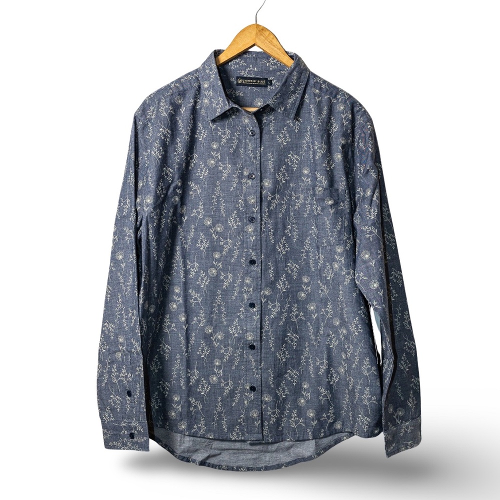 NWT: UNITED BY BLUE Women's Cottonwood Button-Down Shirt; Midnight; Size Large
